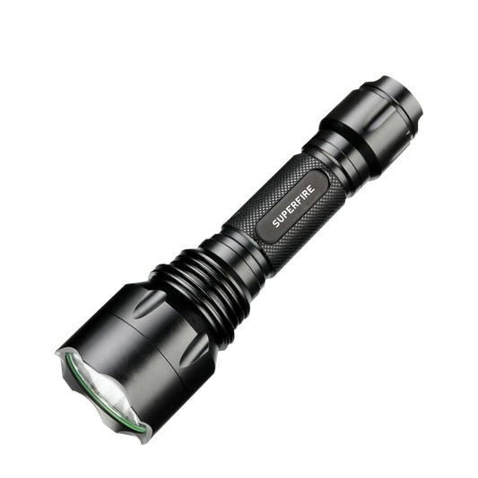 SUPERFIRE T10 Tactical Flashlight: Tactical Alloy, Grip Design, 3 Modes, USB Charging