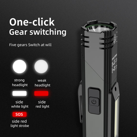 SUPERFIRE G19 Linterna magnética multifuncional LED + COB con carga recargable USB