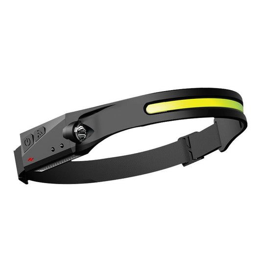 Linterna frontal con sensor LED COB SUPERFIRE HL65 con batería integrada tipo C, lámpara frontal recargable para acampar y pescar
