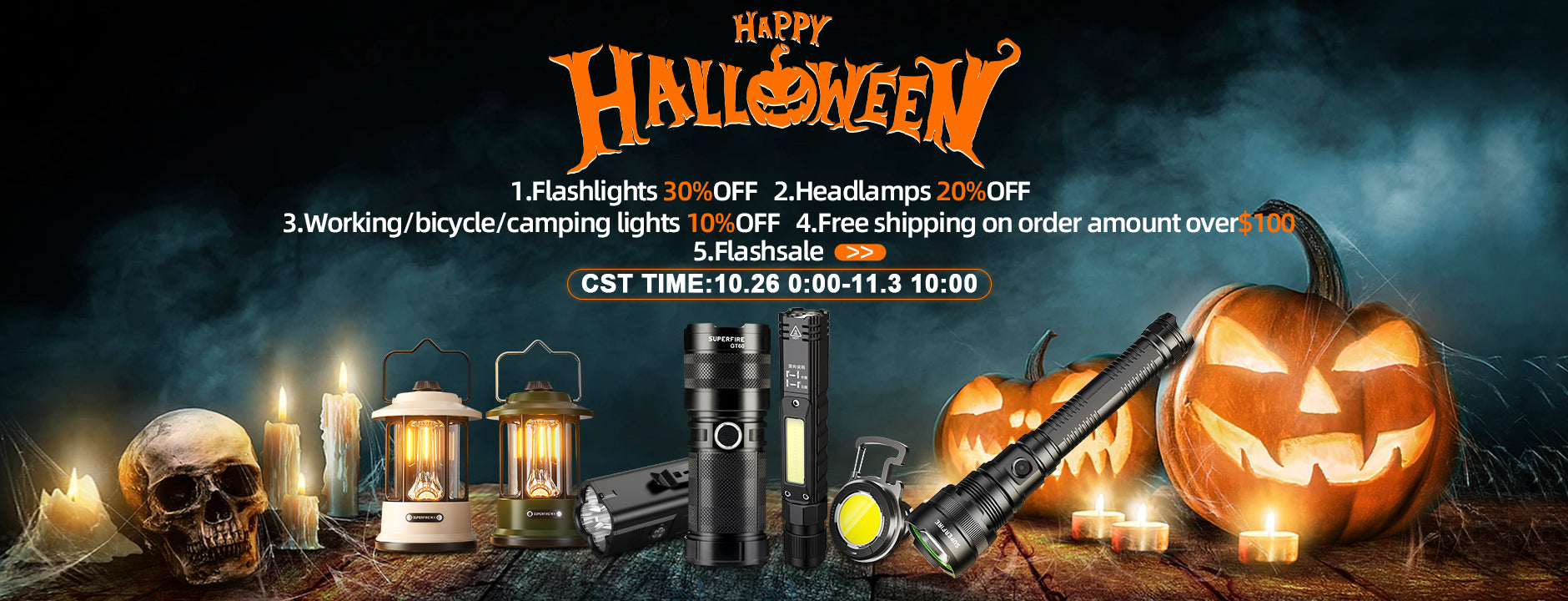 Turn on the SUPERFIRE Flashlight for Your Mysterious Halloween Gifts