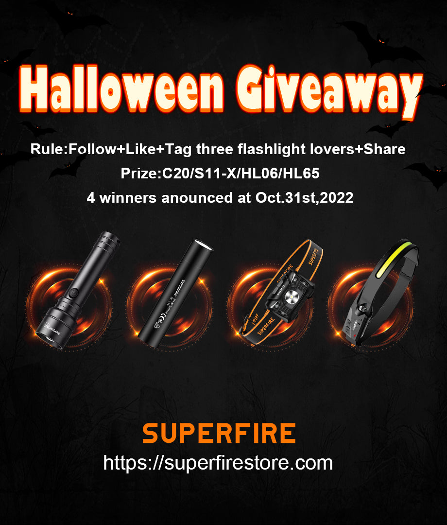 Superfire Halloween Giveaway Flashlights and Headlamps 2022