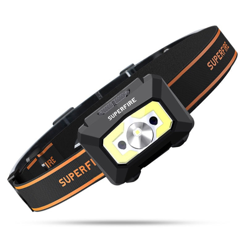 Lampe frontale à capteur LED + COB Lampe frontale portable avec USB rechargeable pour le cyclisme, la pêche, le camping, la chasse | SUPERFEU X30