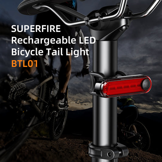 Rechargeable Bicycle Tail Light Bright Bicycle Cycling Safety Tail Light | SUPERFIRE BTL01
