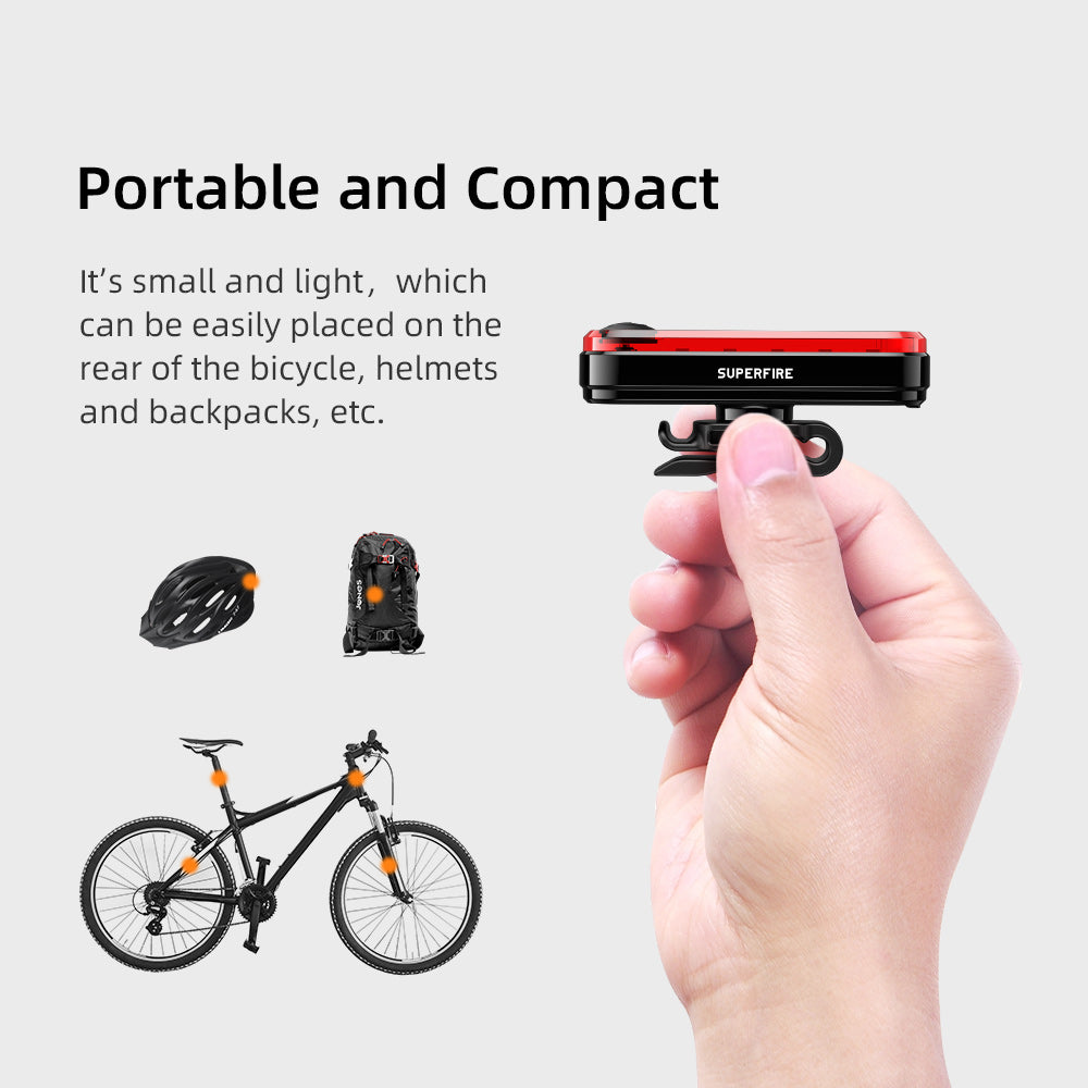 Feu arrière de vélo rechargeable Feu arrière de sécurité pour vélo lumineux | SUPERFIRE BTL01