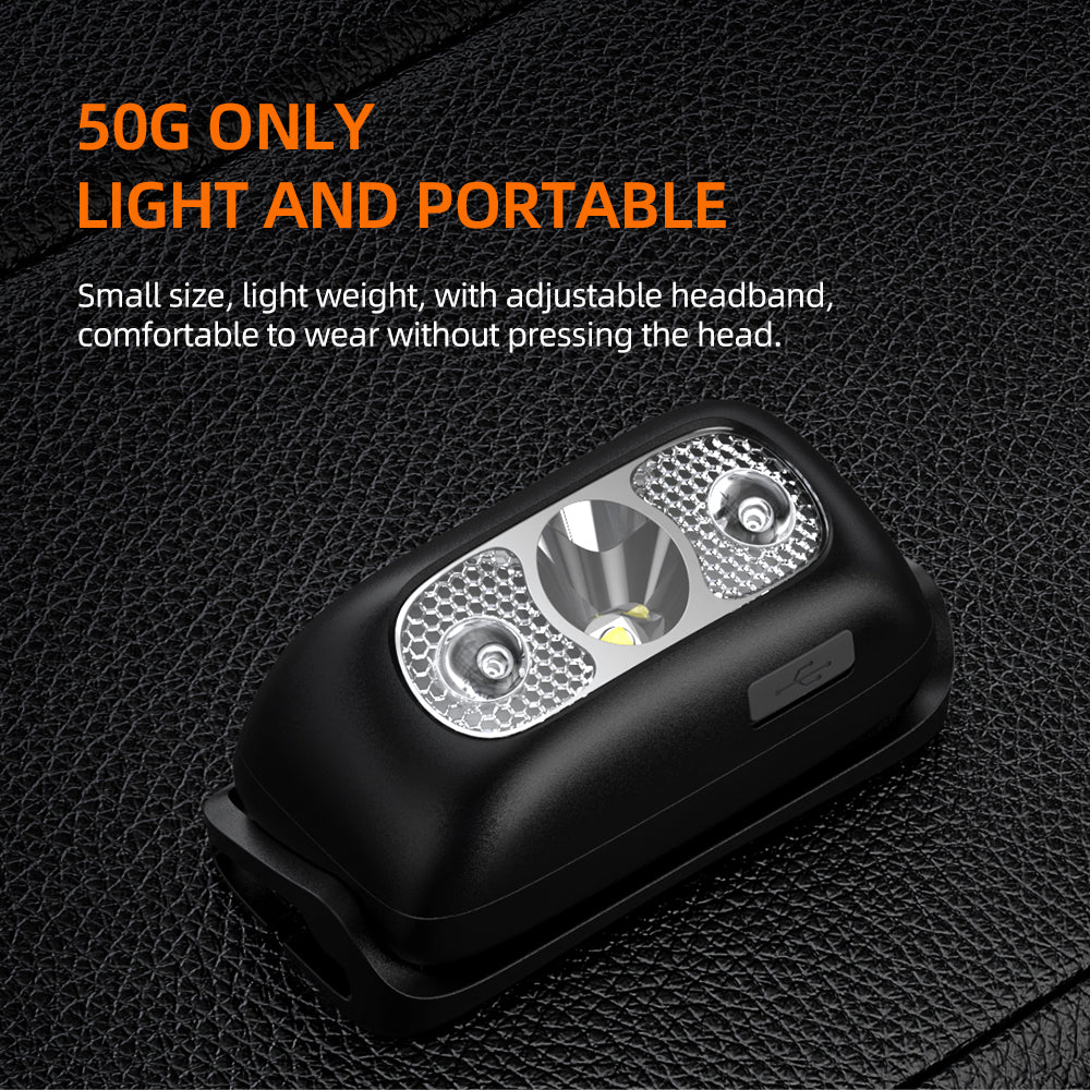 SUPERFIRE HL05-G Lámpara de cabeza LED USB recargable con diadema ajustable para adultos y niños Senderismo Camping Gear Essentials