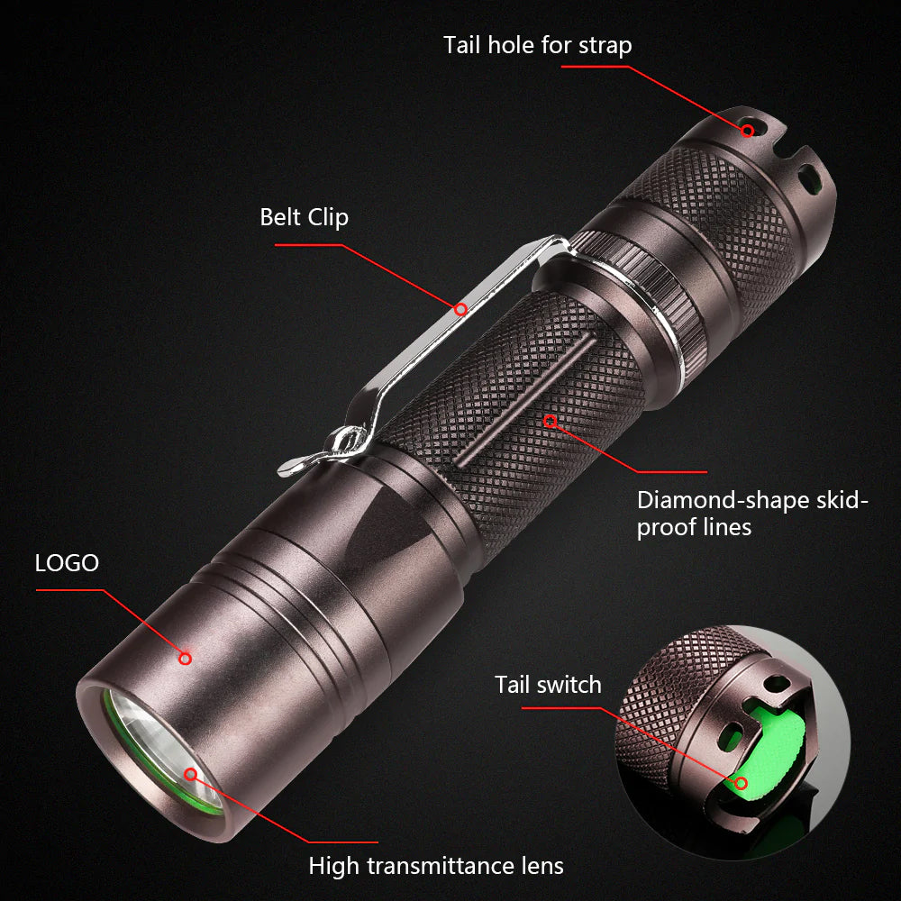 High Power LED Rechargeable Flashlight with 18650 Battery | SUPERFIRE A6