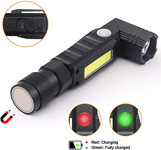 SUPERFIRE G19 Linterna magnética multifuncional LED + COB con carga recargable USB