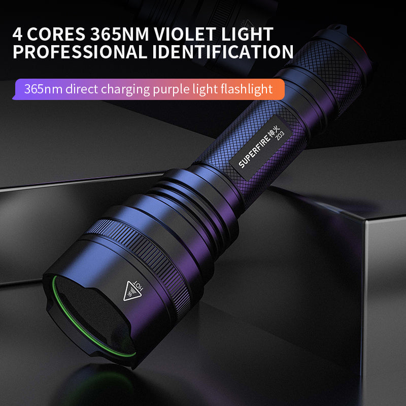 365nm lampe de poche UV torche EDC lumière ultraviolette pour camping détecteur de taches d'urine pour animaux de compagnie chasse au scorpion | SUPERFIRE Z03 