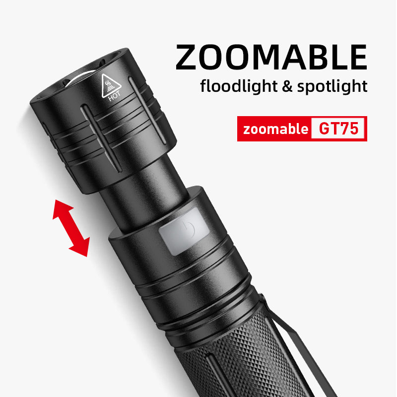 SUPERFIRE GT75 20W xhp70 lampe de poche puissante avec Zoom USB Recharge lanterne extérieure pour Camping pêche torche LED étanche 