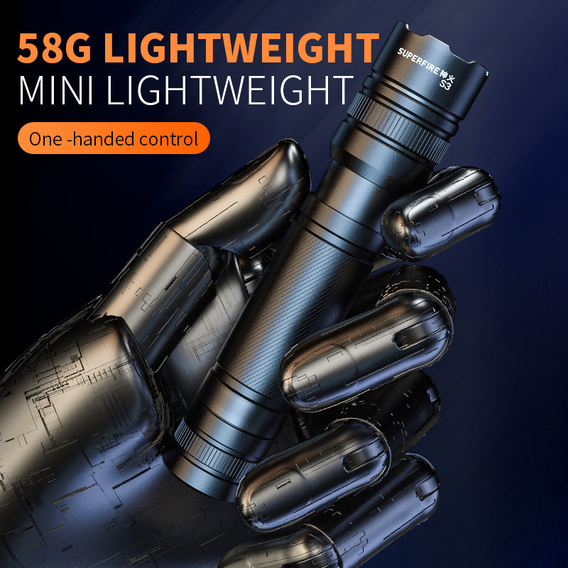 Mini lampe de poche LED étanche puissante torche LED zoomable lanterne batterie intégrée pour camping d'urgence en plein air | SUPER FEU S3 