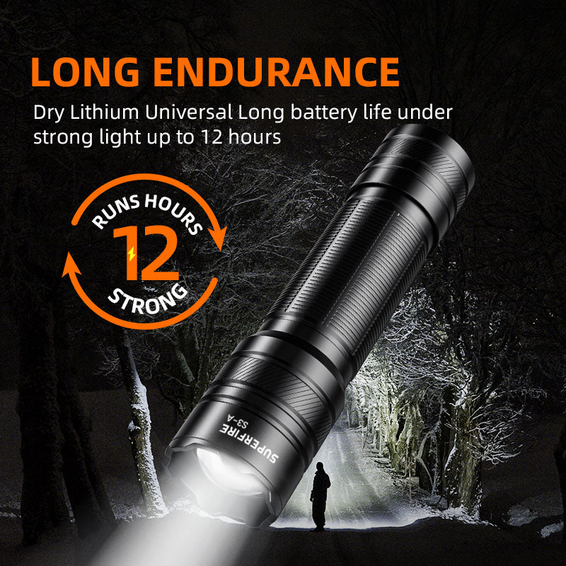 Lampe de poche EDC Portable 18650/3 * AAA batterie Zoom étanche torche en alliage d'aluminium Camping en plein air lumière SUPERFIRE S3-A