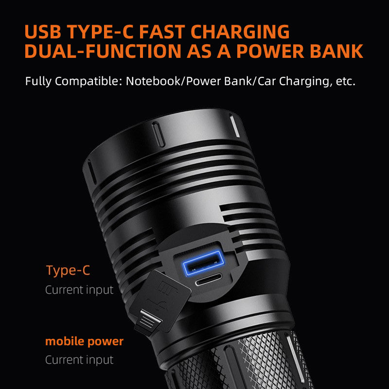 car charger rechargeable flashlight 36W USB-C Rechargeable flashlight with display LED Powerful Lantern Ou –  superfirestore