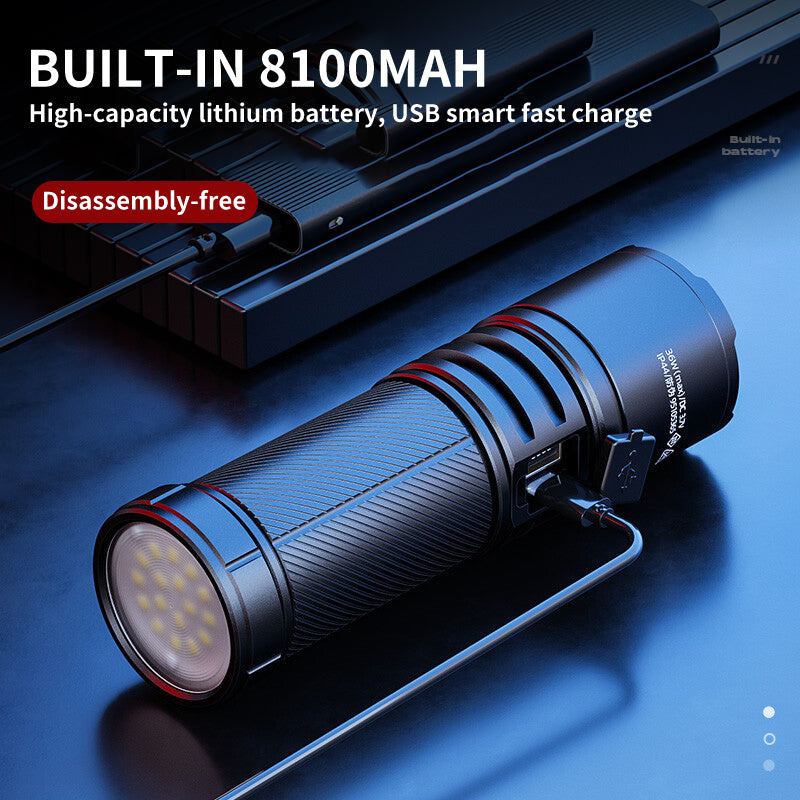 3100 lumens EDC Zoom Lampe de Poche Avec feu arrière USB-C Lampe Torche Rechargeable autodéfense camping Lanterna | SUPERFIRE GTS9 