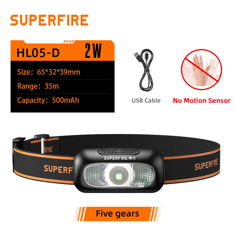 LED Headlamp Ultra Light Portable Red White USB Rechargeable Head Torch For Camping Fishing Waterproof Headlight | SUPEFIRE HL05-D
