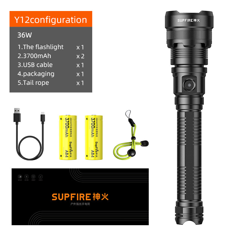 6000LM Portable Hunting Flashlight Rechargeable Aluminum Alloy Waterproof Tactical Led Flashlights | SUPERFIRE Y12